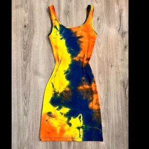 Royal/ Orange tie dye dress 🔥